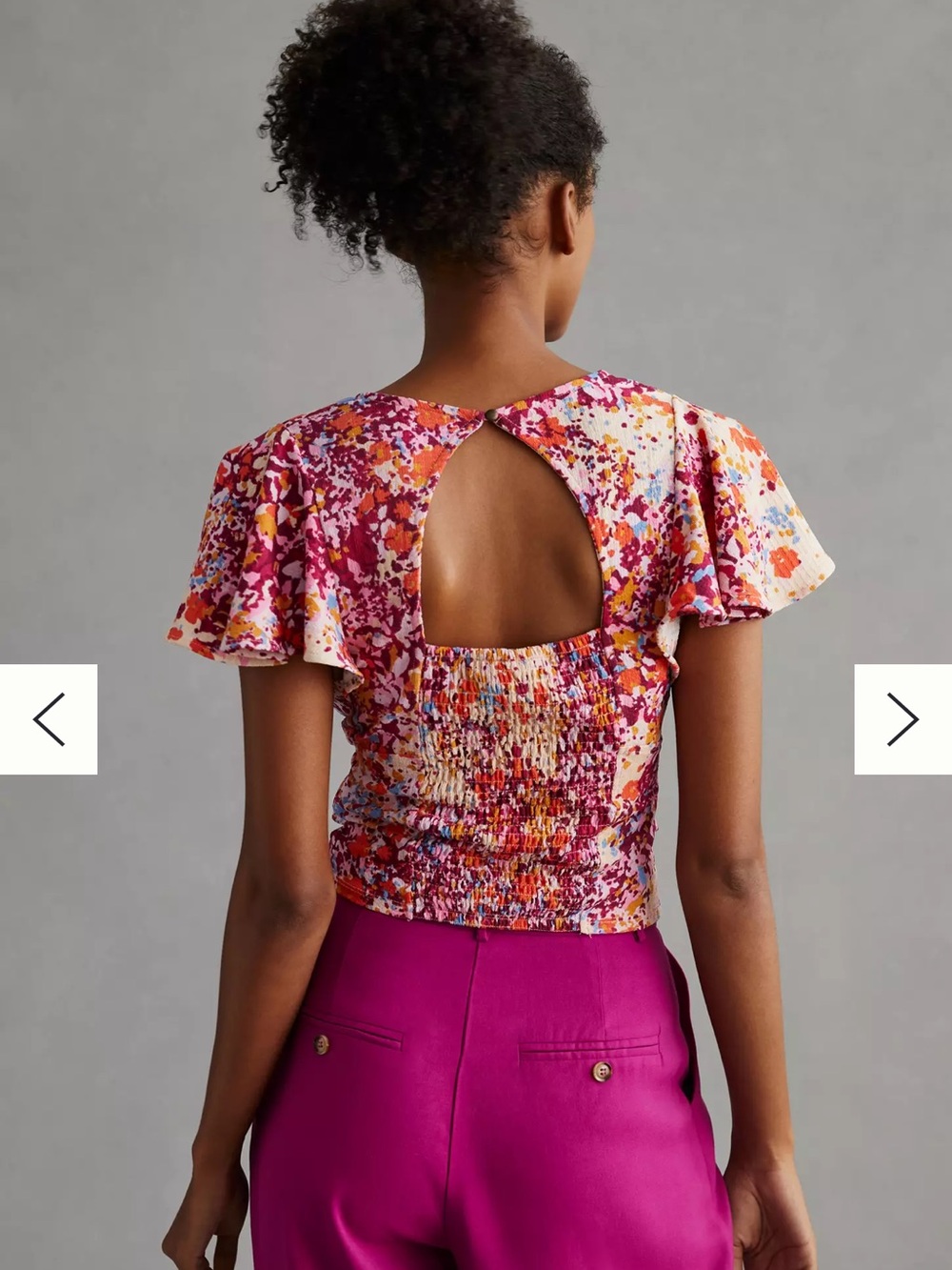 Anthropologie Floral Tie-Waist V-Neck Top multicolor new extra large petite - Picture 3 of 9